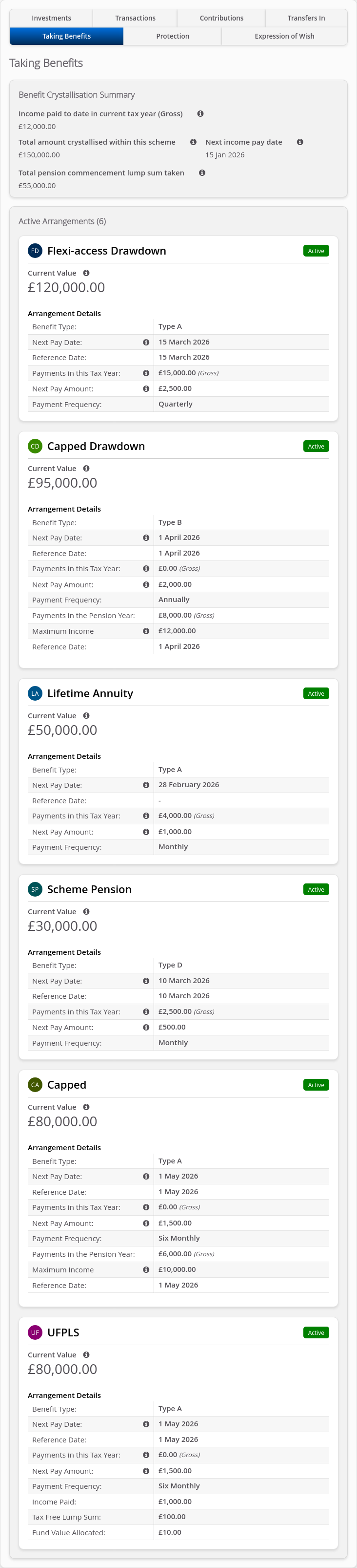 Role-Adviser > 05 Account Summary > Lower tabs